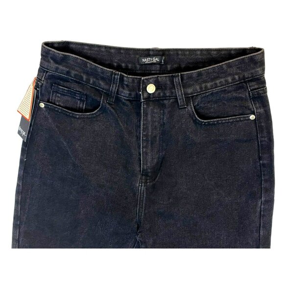 Nasty Gal Jeans NWT! Strike a Pose Distressed High Rise Mom US Size 10 Black - Picture 4 of 12